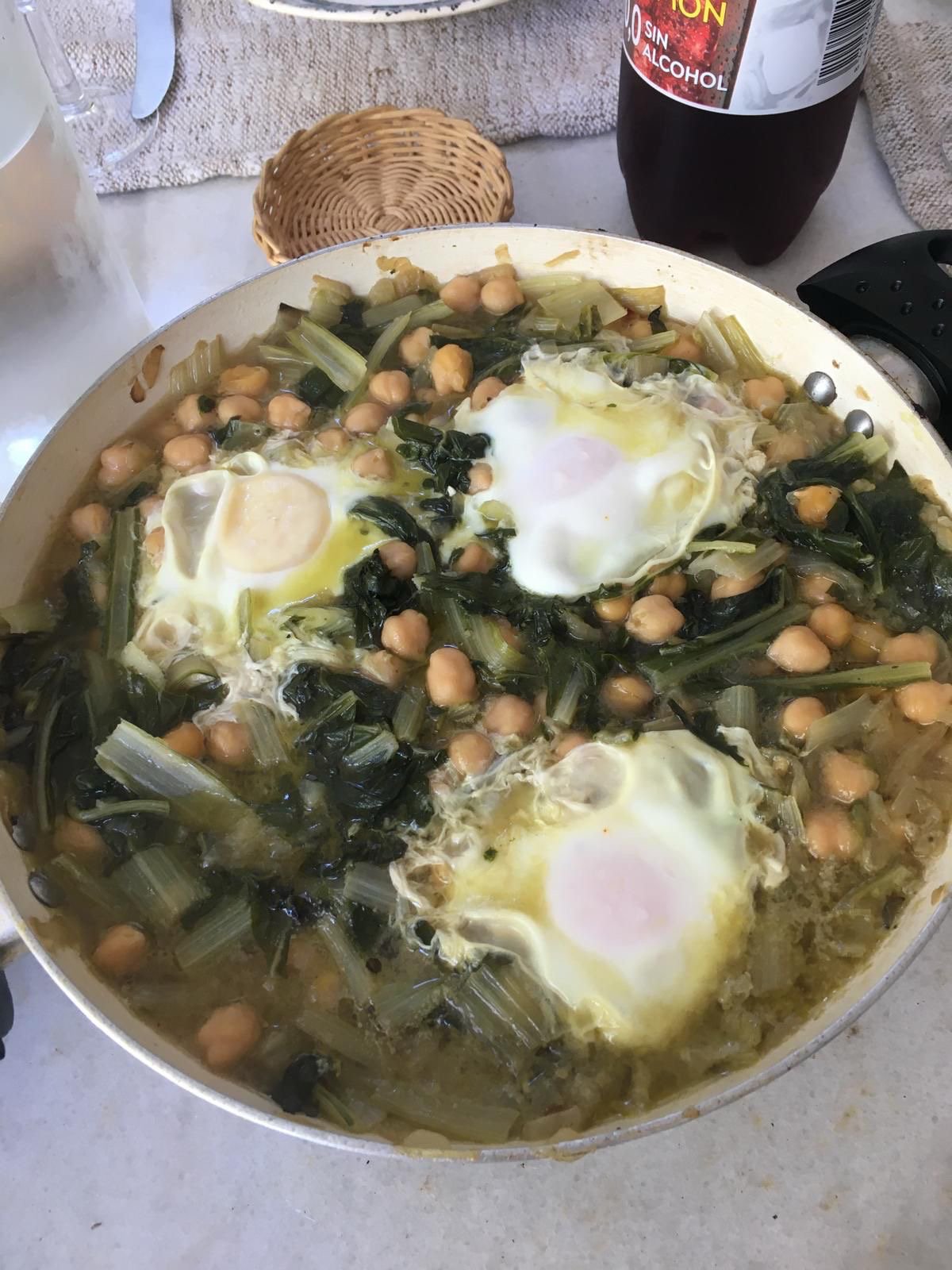 Chard with chickpeas and eggs